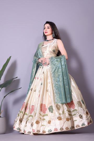 Chic Fancy Satin Lehenga Choli with Designer Touch