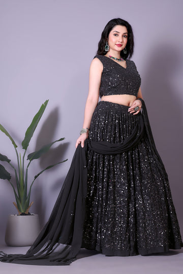 Elegant Self-Designed Semi-Stitched Lehenga Choli Set