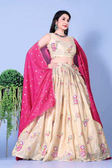 Floral Print Lehenga Choli Set with Dupatta